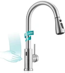Kicimpro Touchless Kitchen Faucet Pull Down Sprayer Brushed Nickel Side Motion. Fixed Price $119.00.