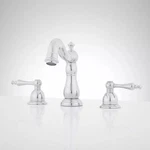 Signature Hardware Enid Widespread Bathroom Faucet W/ Overflow, Drain, Chrome. Fixed Price $199.95.