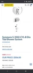 Symmons S-3502 Chrome Single Handle 1-SPRAY Tub Shower Faucet Complete. Fixed Price $125.95.
