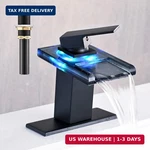 Avsiile Led Bathroom Sink Faucet, Matte Black Waterfall Single Hole Handle Vanit. Fixed Price $78.09.