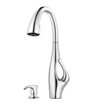 Pfister F-529-7NDC Indira Pull Down Kitchen Faucet Chrome With Soap Dispenser. Fixed Price $162.84.