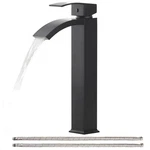 Greenspring Vessel Sink Faucet Matte Black Tall Spout Waterfall Single Handle.... Fixed Price $89.67.
