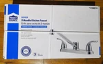 New Project Source Chrome 2-HANDLE Deck Mount Low-arc Kitchen Faucet #1159010. Fixed Price $19.99.
