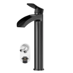 Phiestina Tall Vessel Sink Faucet Matte Black Waterfall Single Hole. Fixed Price $104.99.