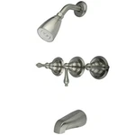 Kingston Brass KB238AL Three Handles Tub-shower Faucet Satin Nickel Finish. Fixed Price $172.71.