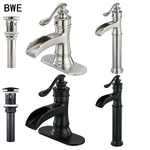 Bwe Waterfall Spout Single Handle Bathroom Sink Faucet Basin Mixer Tap W/ Drain. Fixed Price $52.99.