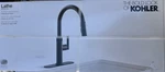 Kohler Lathe Matte Black Single Handle Deck-mount Pull-down Kitchen Faucet Spray. Fixed Price $224.95.