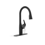 Kohler Safia Pull Down Sprayer Kitchen Faucet W/ Soap Dispenser In Matte Black. Fixed Price $111.77.
