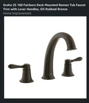 Grohe Fairborn Deck-mounted Roman Tub Faucet Trim + Handles, Oil Rubbed Bronze. Fixed Price $349.00.