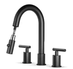 Mttcle 8" Widespread Bathroom Faucet Matte Black Pull Down Sprayer BF8003B 002. Fixed Price $39.99.
