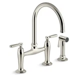 Kohler Edalyn K-28356-SN Widespread Bridge Kitchen Faucet Spray Polished Nickel. Fixed Price $658.00.