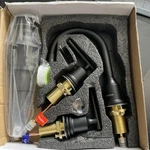 Wowow 8 In. Widespread Double Handle Bathroom Faucet With Drain Kit Black. Fixed Price $44.99.