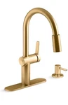 New Kohler Koi R22940-SD-2MB Vibrant Brushed Moderne Brass Kitchen Faucet. Fixed Price $299.00.
