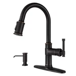 Antique Oil Rubbed Bronze Kitchen Sink Faucet With Soap Dispenser, Dayone Pull. Fixed Price $127.15.