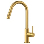 Forious Gold Kitchen Faucet With Pull Down Sprayer, Brushed Brass High. Fixed Price $91.77.