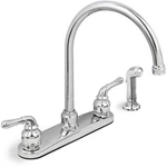 Kitchen Faucet Two-handle With Spray Swivel Spout Lead Free Chrome Everflow. Fixed Price $64.25.