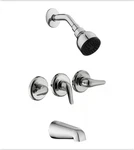 Glacier Bay Aragon 3-HANDLE Tub & Shower Faucet 1.8 Gpm Chrome Valve Included. Fixed Price $43.00.