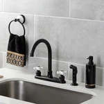 New FB7790PXSP Kingston Brass Victorian Matte Black Kitchen Faucet W/ Side Spray. Fixed Price $79.00.