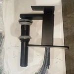 Black Single Handle Bath Faucet With Supply Lines, Cover Plate, Pop Drain. Fixed Price $34.99.