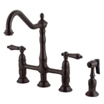 Kingston Brass KS1275ALBS Heritage Bridge Kitchen Faucet With Sprayer. Fixed Price $319.18.