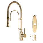 Solid Brass Single Handle Pull Down Sprayer Kitchen Faucet With Soap Dispenser. Fixed Price $208.85.