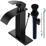 Rndiozd Matte Black Bathroom Faucet Lift Rod Drain Waterfall Sink. Fixed Price $148.82.