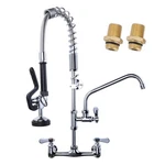 Commercial Wall Mount Kitchen Faucet W/ Pre-rinse Sprayer 8IN Center. Fixed Price $197.99.