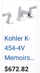 Kohler Memoirs Widespread Lav Pop-up New K-454-4V. Fixed Price $403.71.