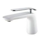 Blossom Polished Chrome White Single Handle Lavatory Faucet. Fixed Price $192.00.