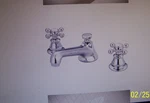 Water Creation Widespread Bathroom Faucet Chrome Cross Handle Teapot Vtg W/drain. Fixed Price $125.00.
