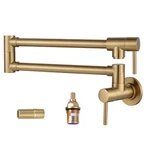 Pot Filler Faucet Solid Brass Made, Aleasha Brushed Gold Kitchen Sink Fil.... Fixed Price $186.58.