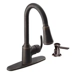 Moen Bayhill One Handle Bronze Pull-down Kitchen Sink Faucet & Soap Dispenser. Fixed Price $199.00.
