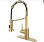 Aklfgn 1 Handle Kitchen Faucet Pull Down Sprayer - Brushed Gold Or 3 Hole. Fixed Price $55.99.