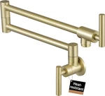 Classy Brushed Gold Pot Filler Faucet Over Stove, Wall Mounted. Fixed Price $89.99.