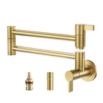 Pot Filler Faucet Brushed Gold Wall Mount Folding 2 Handle Arcora Modern Double. Fixed Price $179.99.