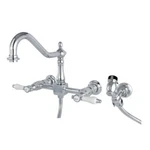 Kingston Brass KS1241BPLBS Wall Mount Bridge Kitchen Faucet With Spray. Fixed Price $319.18.