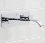 Vigo VG05002CH Dual Handle Wall Mount Chrome Faucet With Sink Drain. Fixed Price $125.99.