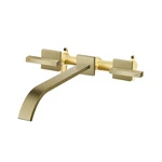 Wall Mount Filler Auu Brushed Gold Bathtub Faucet Long Spout Reach, 2 Lev.... Fixed Price $113.33.