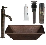 Premier Copper Products 17-1/4" Vessel Bathroom Sink With Faucet Pop-up. Fixed Price $300.00.