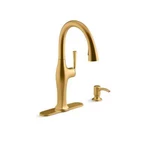 Kohler Sundae Pull Down Sprayer Kitchen Faucet In Vibrant Brushed Moderne Brass. Fixed Price $128.98.
