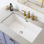 27.6" Horow Undermount Bathroom Sink Rectangular Vitreous With Overflow Hole. Fixed Price $72.99.