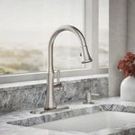 Kohler Kaori Kitchen Faucet Single Handle Pull Down Sprayer Modern Silver Finish. Fixed Price $134.95.