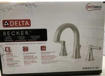 Delta Becker Spotshield Brushed Nickel 2-HANDLE Mid-arc Bathroom Fuacet. Fixed Price $119.00.