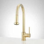 Signature Hardware Ridgeway Pull-down Kitchen Faucet, Polished Brass. Fixed Price $199.95.
