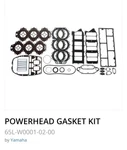 Oem Yamaha Gasket Kit 65L-W0001-02. Y100802A. Fixed Price $65.00.