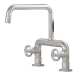 Bwe Double Handle 2-HOLE Deck Mount Kitchen Faucet 360 Swivel Spout Bn. Fixed Price $44.99.