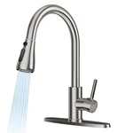 Feelso Single Handle Kitchen Faucet Pull Down Sprayer Brushed Nickel. Fixed Price $51.99.