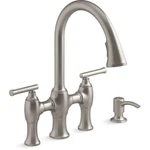 Kohler Oresund Vibrant Stainless Kitchen Faucet With Sprayer K-R28705-SD-VS. Fixed Price $174.99.
