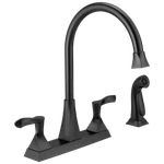 Delta Everly Kitchen Faucet 2-HANDLE W/ Spray Matte Black-certified Refurbished. Fixed Price $110.88.