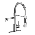 Dual Spout Kitchen Faucet W/ Pull Down Sprayer, Chrome Stainless Steel. Fixed Price $119.52.